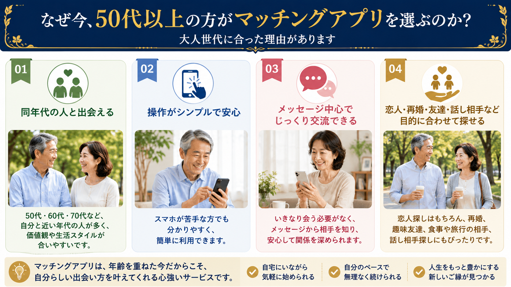 50代以上がマッチングアプリを利用する理由